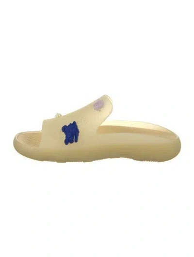 Pre-owned Burberry Rubber Cutout Accent Slides In Yellow