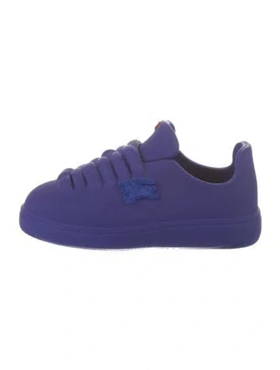 Pre-owned Burberry Rubber Embroidered Accent Sneakers In Blue