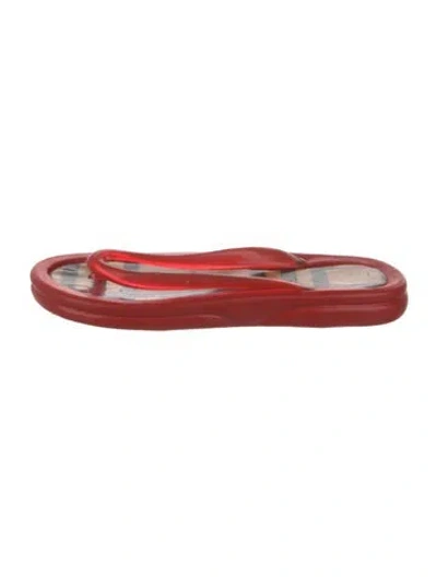 Pre-owned Burberry Rubber Flip Flops In Red