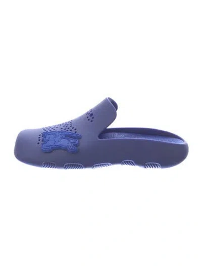 Pre-owned Burberry Rubber Graphic Print Mules In Blue