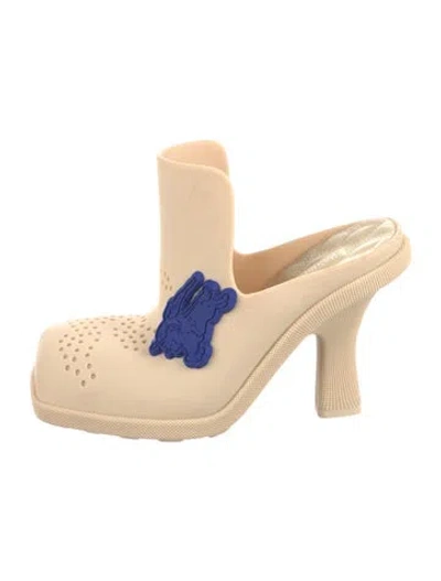 Pre-owned Burberry Rubber Graphic Print Mules In Neutral