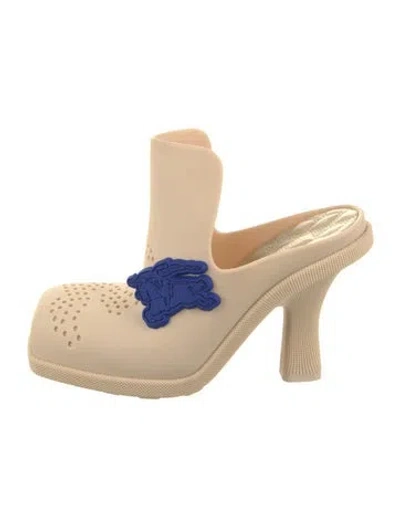 Pre-owned Burberry Rubber Graphic Print Mules In Neutral