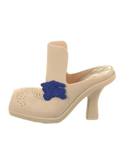 Pre-owned Burberry Rubber Graphic Print Mules In Neutral