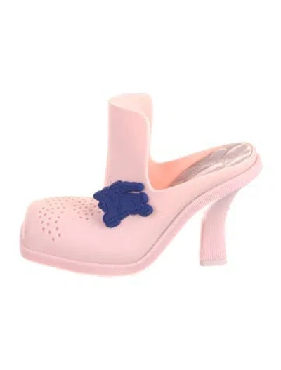 Pre-owned Burberry Rubber Graphic Print Mules In Pink