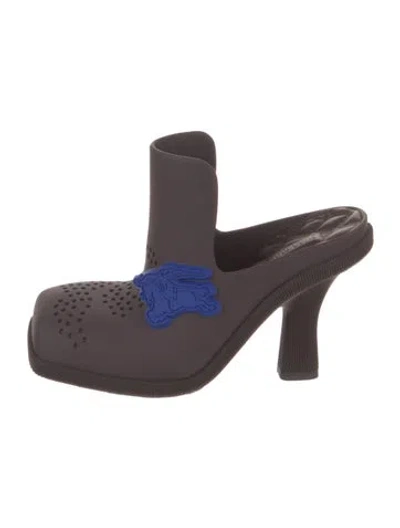 Pre-owned Burberry Rubber Graphic Print Mules In Purple