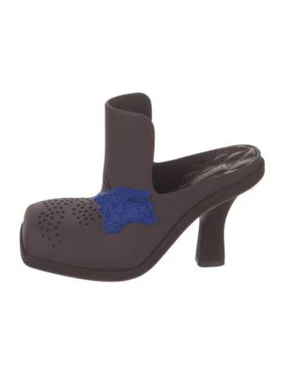 Pre-owned Burberry Rubber Graphic Print Mules In Purple