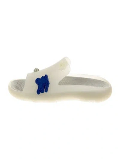 Pre-owned Burberry Rubber Graphic Print Slides W/ Tags In Neutral
