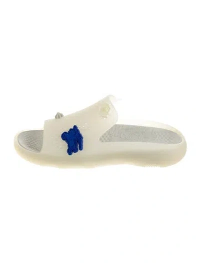 Pre-owned Burberry Rubber Graphic Print Slides W/ Tags In White