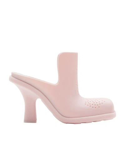 Burberry Rubber Highland Heeled Mules 90 In Pink