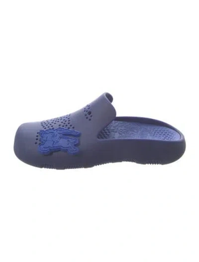 Pre-owned Burberry Rubber Lasercut Accents Mules In Blue