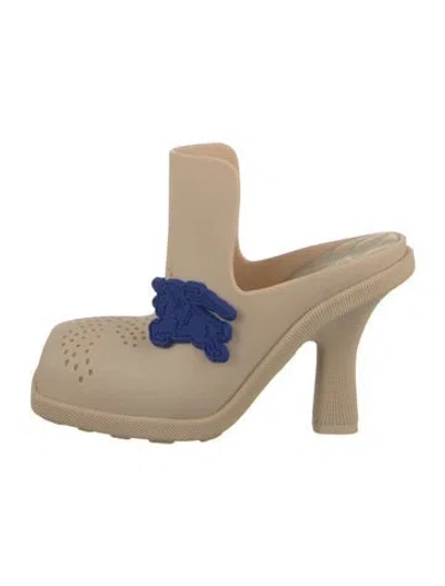 Pre-owned Burberry Rubber Lasercut Accents Mules In Neutral