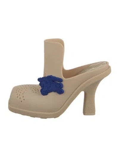 Pre-owned Burberry Rubber Lasercut Accents Mules In Neutral