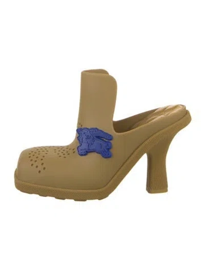 Pre-owned Burberry Rubber Lasercut Accents Mules In Neutral