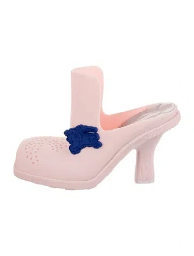 Pre-owned Burberry Rubber Lasercut Accents Mules W/ Tags In Pink