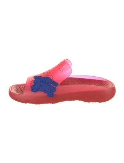 Pre-owned Burberry Rubber Lasercut Accents Slides In Red