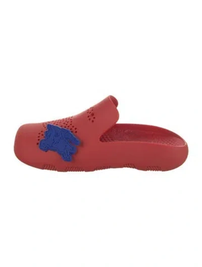 Pre-owned Burberry Rubber Lasercut Accents Slippers In Red