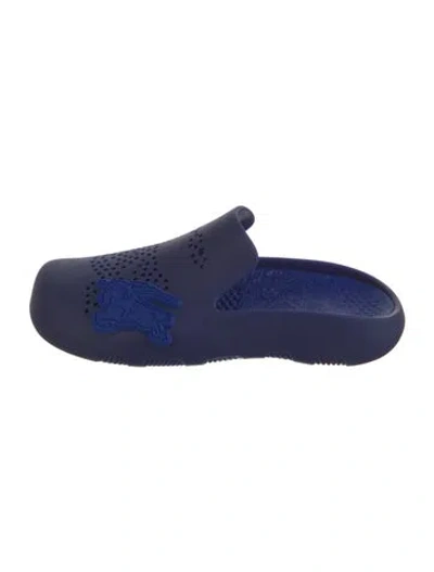 Pre-owned Burberry Rubber Lasercut Accents Slippers W/ Tags In Blue