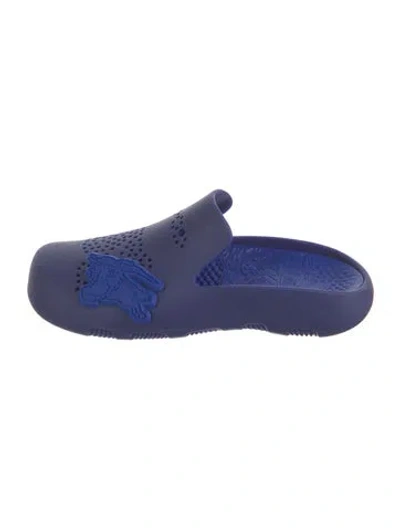 Pre-owned Burberry Rubber Lasercut Accents Slippers W/ Tags In Blue