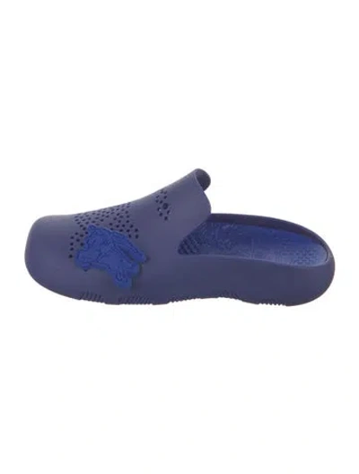 Pre-owned Burberry Rubber Lasercut Accents Slippers W/ Tags In Blue