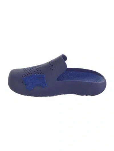 Pre-owned Burberry Rubber Lasercut Accents Slippers W/ Tags In Blue