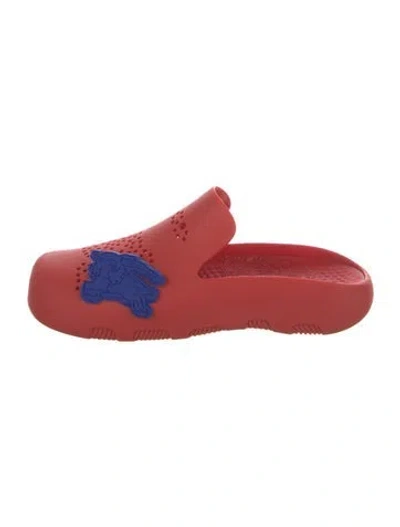 Pre-owned Burberry Rubber Lasercut Accents Slippers W/ Tags In Red