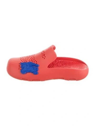 Pre-owned Burberry Rubber Lasercut Accents Slippers W/ Tags In Red