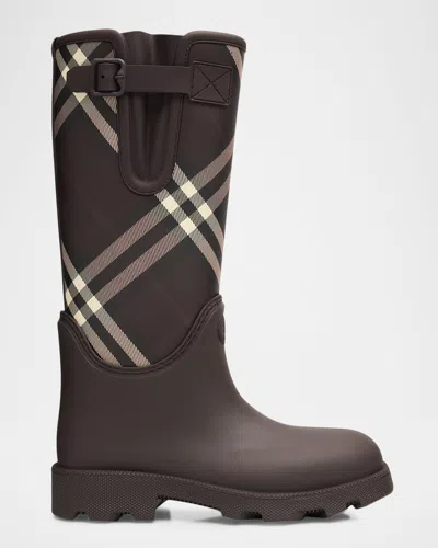 BURBERRY RUBBER MARSH STAMP CHECK RAIN BOOTS