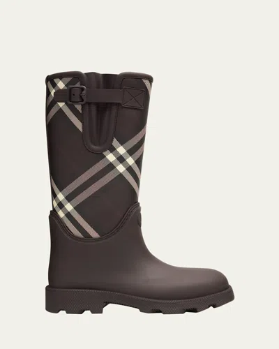 BURBERRY RUBBER MARSH STAMP CHECK RAIN BOOTS