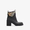 Burberry Marsh Stamp Checked Nylon-trimmed Rubber Ankle Boots In Black