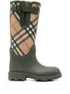 Burberry Check Pattern Knee-high Rubber Sole Boots