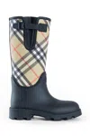 Burberry Rubber Marsh Stamp High Boots In Black