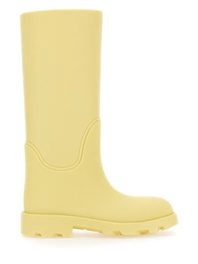 Burberry Rubber Marsh Stamp High Boots In Yellow