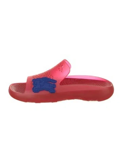 Pre-owned Burberry Rubber Mesh Accents Slides In Red