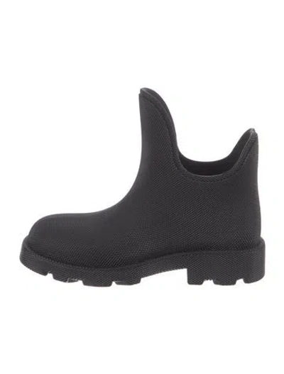 Pre-owned Burberry Rubber Patterned Rain Boots In Black