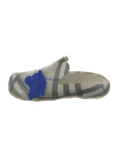 Pre-owned Burberry Rubber Plaid Print Mules In Gray