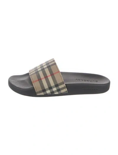 Pre-owned Burberry Rubber Plaid Print Mules In Neutrals