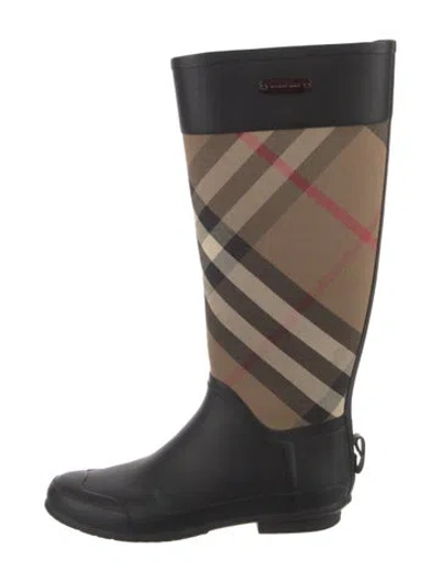 Pre-owned Burberry Rubber Plaid Print Rain Boots