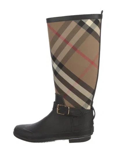 Pre-owned Burberry Rubber Plaid Print Rain Boots