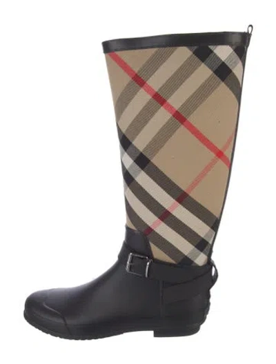 Pre-owned Burberry Rubber Plaid Print Rain Boots