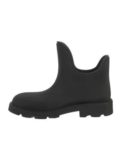 Pre-owned Burberry Rubber Plaid Print Rain Boots In Black