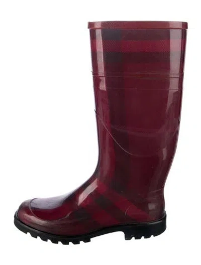 Pre-owned Burberry Rubber Plaid Print Rain Boots In Multi