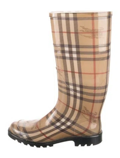 Pre-owned Burberry Rubber Plaid Print Rain Boots In Transparent