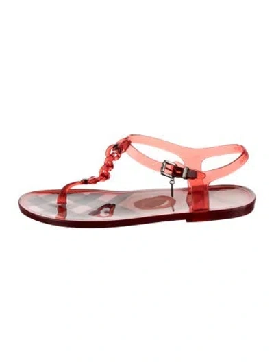 Pre-owned Burberry Rubber Plaid Print Sandals In Red