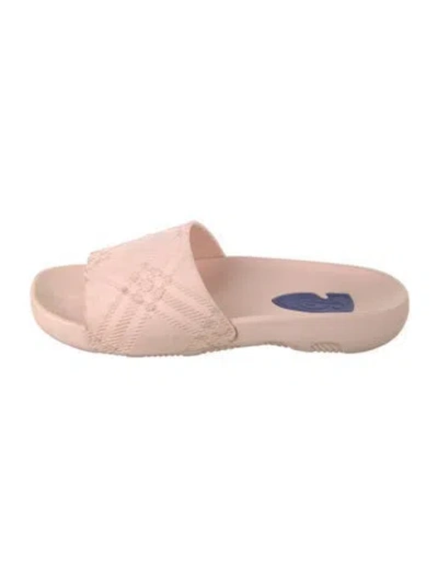 Pre-owned Burberry Rubber Plaid Print Slides In Pink