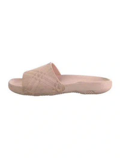 Pre-owned Burberry Rubber Plaid Print Slides In Pink