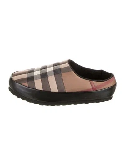 Pre-owned Burberry Rubber Plaid Print Slippers In Black