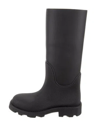 Pre-owned Burberry Rubber Printed Rain Boots In Black
