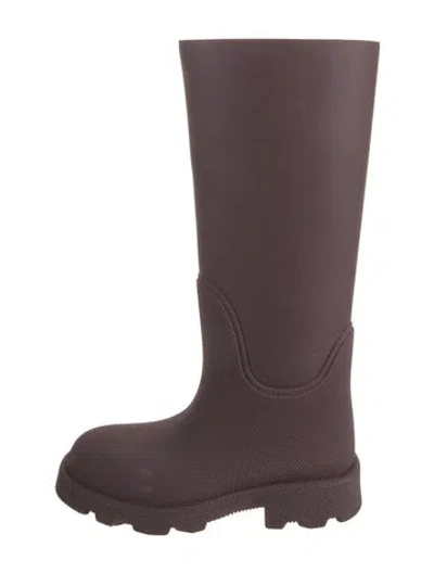 Pre-owned Burberry Rubber Printed Rain Boots In Burgundy
