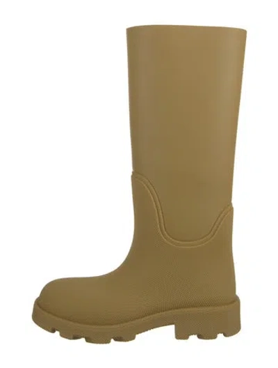 Pre-owned Burberry Rubber Printed Rain Boots In Neutral