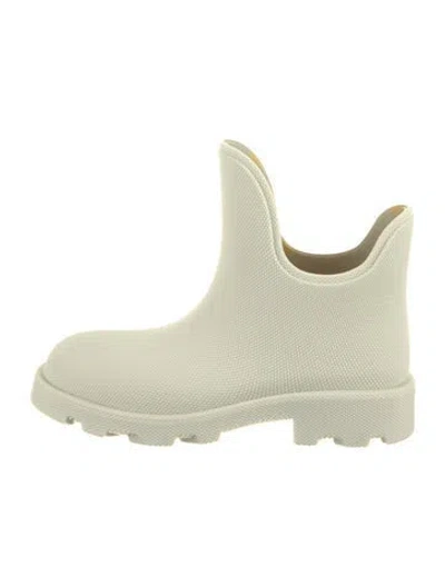 Pre-owned Burberry Rubber Printed Rain Boots In Neutral